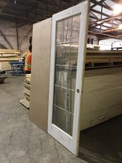 Selling Off Site: Lot of (3) Raw Hard Board Doors & (2) French Doors w/ Glass.