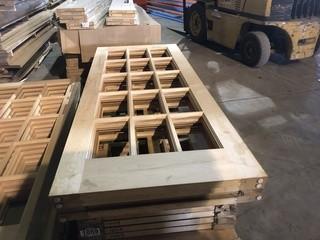 Selling Off Site: Lot of (3) Oak 15 Light Panel Doors 80" x 32" x 1 3/8".