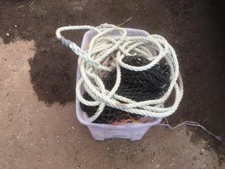 Lot of Cattle Rope, Nets, Dishes & Horse Blankets.