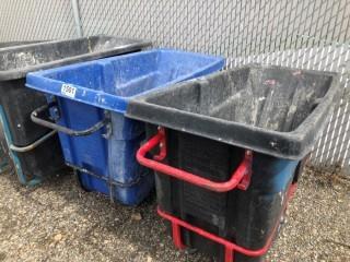 Lot of (2) Plastic Rolling Dump Carts 54" x 26".