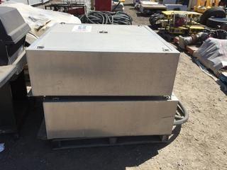 Lot of (2) Aluminum Enclosed Power Distribution Panels.