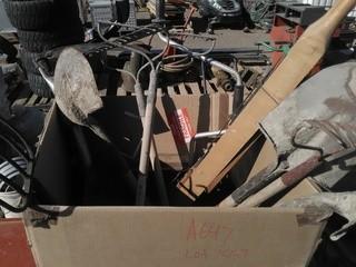 Lot of Assorted Garden Tools Pitch Fork, Rakes, Shovels, etc.