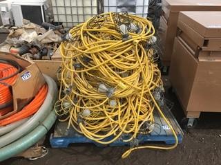 Lot of Assorted Lengths of Temporary Construction String Lighting.