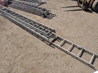 Lot of (2) 12'-24' Extension Ladders & (1) 18' Ladder.