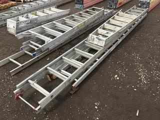 Lot of (1) 6' Aluminum Step Ladder & (2) 12'-24' Aluminum Extension Ladders.