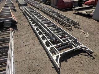 Lot of (1) 14' Aluminum Step Ladder & (2) 12'-24' Aluminum Extension Ladders.