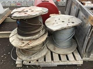 Lot of Assorted Lengths & Sizes of Braided Steel Cable.