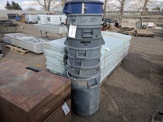 Lot of Brute Rubbermaid Garbage Cans.