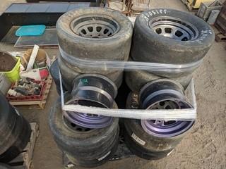 Lot of Assorted New & Used "R" Compound Racing Tires c/w Misc. Racing Rims.