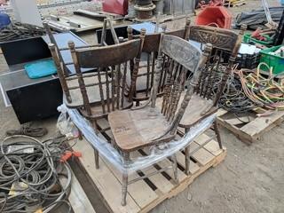 Lot of (6) Antique Wooden Kitchen Chairs.