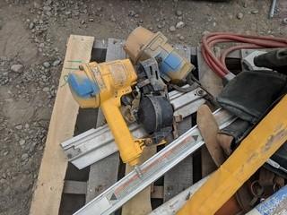 Lot of Assorted Survey Equipment, Pneumatic Air Nailers & Work Belts.