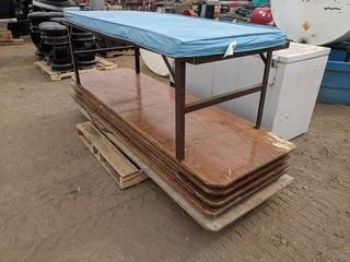 (5) 8 Ft. Folding Tables & Temporary Cot Frame.