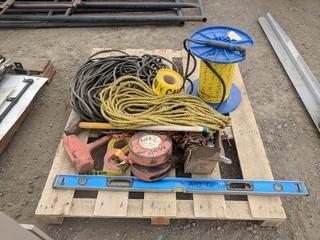 Lot of Assorted Shop Equipment, Rope & Welding Cable.