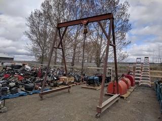 Custom Made 114"x144" A Frame Gantry Crane c/w Vital 1 1/2 Ton Chain Hoist.