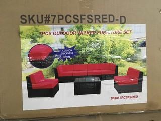 7 Piece Outdoor Rattan Furniture Red 7PCSFSRED