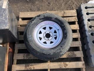 ST225/75R15 Tires Tire w/ White Rim. 