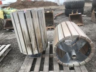 (2) Wood Garbage Cans