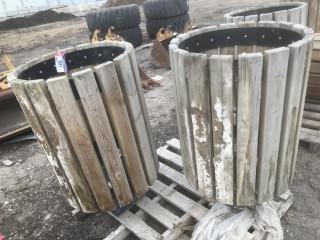 (2) Wood Garbage Cans