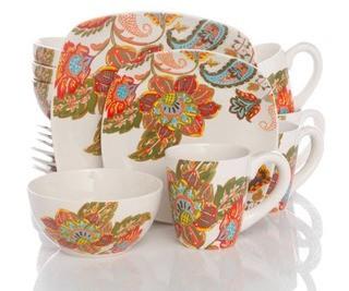 Floral Spray 16-Piece Square Dinnerware Set by Better Homes and Gardens