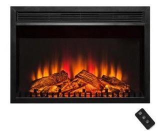 30" Freestanding Electric Fireplace Heater in Black w/Logs and Remote