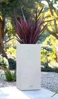 Veradek Metallic Series Pedestal Galvanized Steel Pot Planter, White 30? H x 13.5? W x 13.5? D