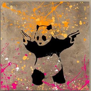 "Panda With Guns" by Banksy Graphic Art on Wrapped Canvas 18x18"