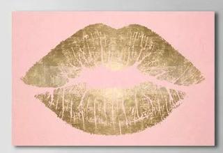 Solid Kiss Blush and Gold' Graphic Art Print on Wrapped Canvas 36x24"