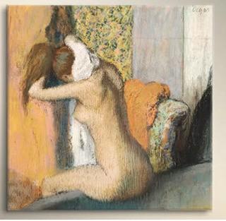 After the Bath, Woman Drying Her Neck' by Edgar Degas Painting Print on Wrapped Canvas 36x36"