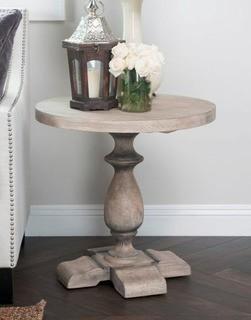 Kosas Home Rustic Westminster Warm Grey Round End Table