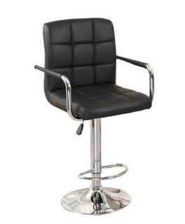 Modern Adjustable Height Swivel Bar Stool, Black, Set Of 2