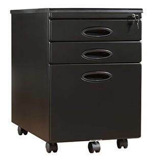 Kempf 3-Drawer Mobile Vertical Filing Cabinet, Black