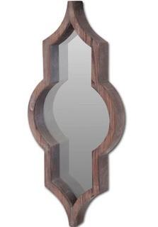 Padang Irregular Wood Framed Wall Mirror, Dark Brown 34'' H x 15'' W x 4'' D