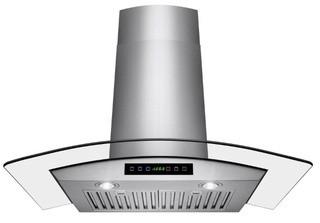 AKDY RH0117 30" Stainless Steel Glass Wall Mount Range Hood Touch Control & LED Lights