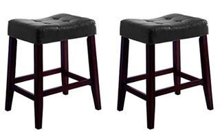 Lyndale Saddle Bar Stool, Black Set Of 2