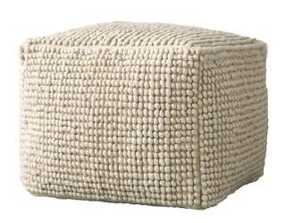24" Sq x 16"H New Zealand Wool & Cotton Pouf, Natural