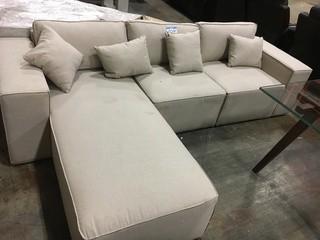Beige Fabric Sectional, Dirty-As Is