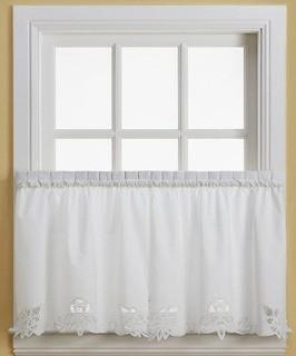 CHF Battenburg Swag Pair, 60" W x 30" L,White; Valance, 60" x 14", White; Battenburg Tier Pair 36" White