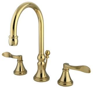 Kingston BrassNufrench Widespread Bathroom Sink Faucet with Brass Pop-up, Polished Brass