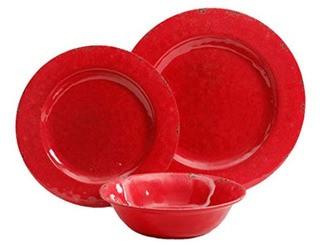 Charlotte 12 Piece Melamine Dinnerware Set, Service for 4-Red