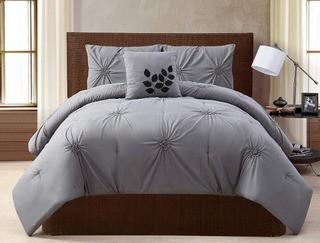 Victoria Classics London 4-Piece Comforter Set, Queen, Gray