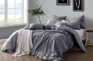 Prewashed Cotton Duvet Set by Swift Home, King, Ash Grey