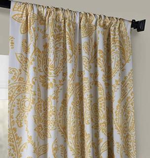 Bryton Paisley Synthetic Room Darkening Thermal Rod Pocket Curtain Panel Tea Time 50 x 108 Yellow Gold, 2PC