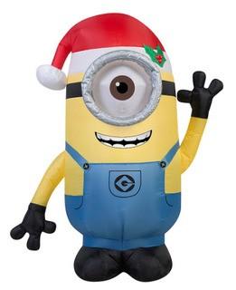 Gemmy Industries Airblown Minion Stuart with Santa Hat