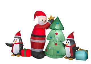 GEMMY?Medium Airblown Santa with Penguins Collection Scene