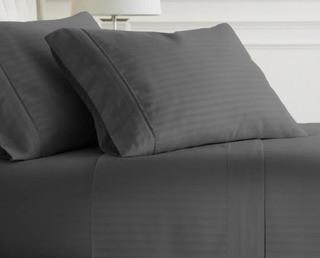 Anson Printed Striped Sheet Set, Queen, Grey