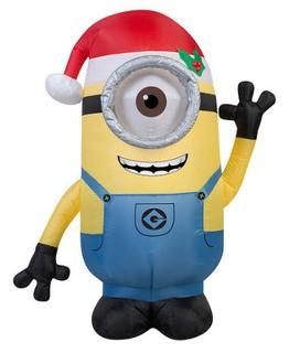 Gemmy Industries?Airblown Minion Stuart with Santa Hat