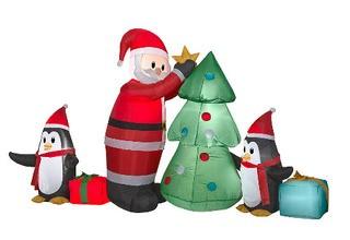 GEMMY?Medium Airblown Santa with Penguins Collection Scene