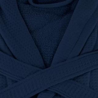 Whitman Superior Weave Cotton Waffle Bathrobe, Navy Blue, Large