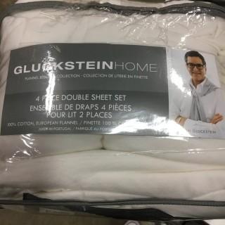 Glucksteinhome Flannel Double Sheet, Off White