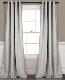 Lush Decor Curtains - Grommet Panel with Insulated Blackout Lining, Room Darkening Window Set (Pair), 84" L, Light Gray